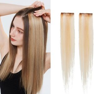 LUCY LEE Clip in Hair Extensions Human Hair 20 Inch Remy Straight 2PCS (Sandy)